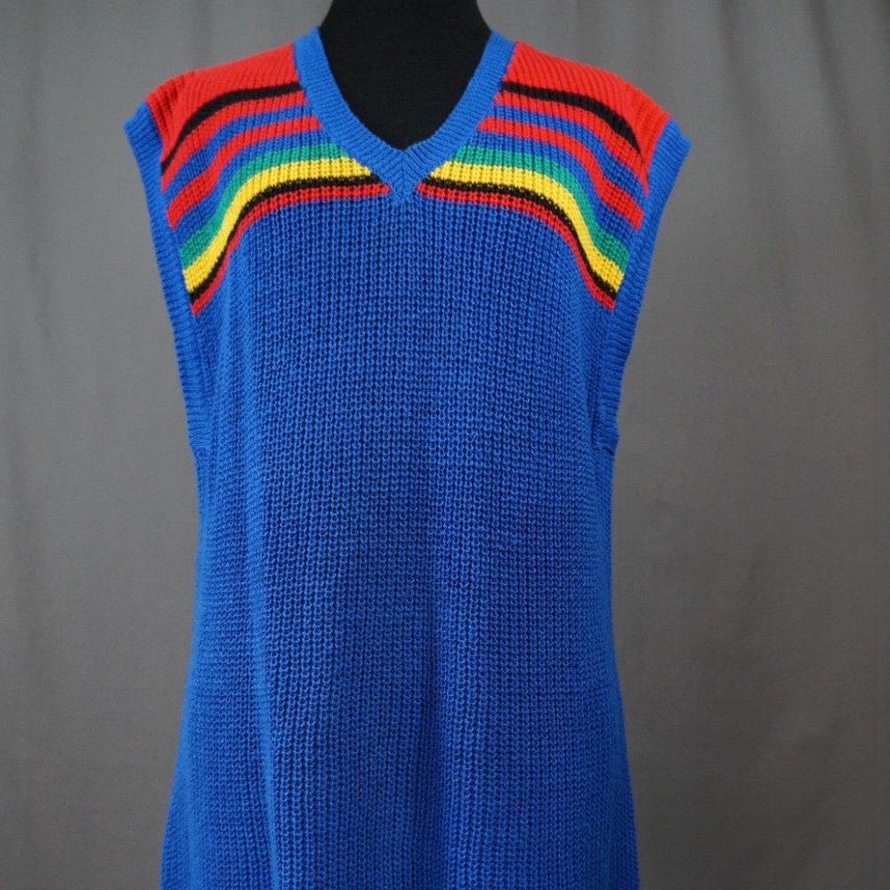 Vintage 80's Main Event Knit V-Neck Dress, Retro